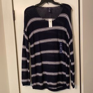 NWT gap navy striped sweater L